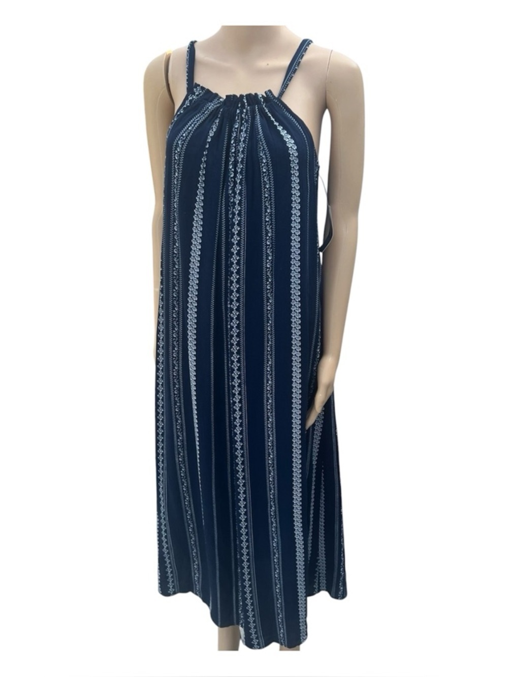 ANDREE BY UNIT Navy and White Striped Maxi Dress